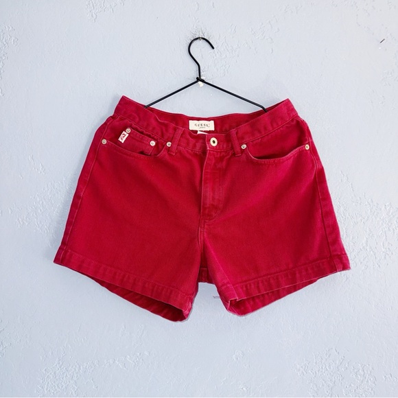 Guess Vintage Red Jean Shorts Size 31/27” - Picture 1 of 7